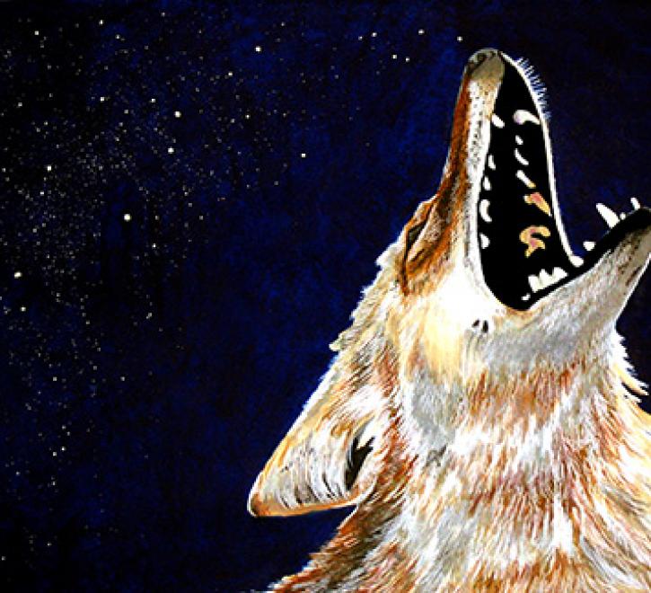 Howling Coyote - Acrylic/Ink/Colored Pencil Original